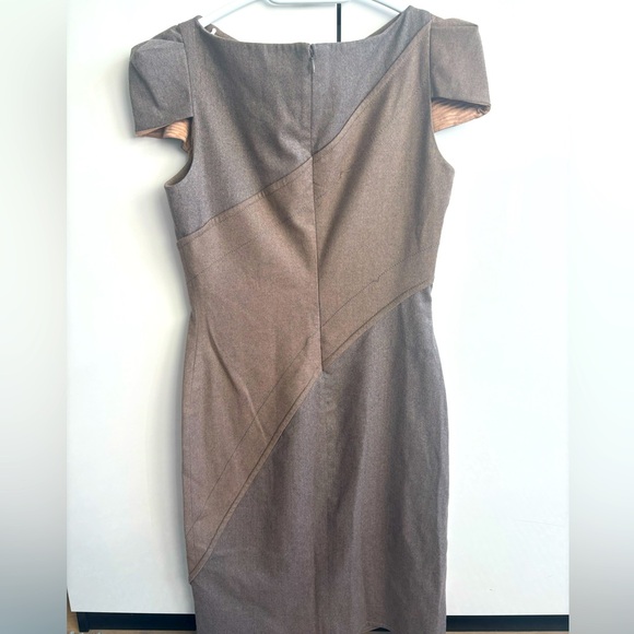 Zac Posen Grey Brown Wool Blend Stripe Shift Dress - Picture 2 of 11